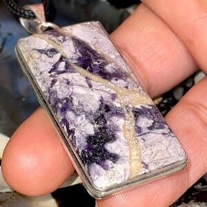 Opalized Purple Fluorite Crystal Pendant 2 1/2”